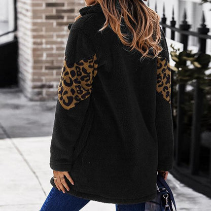 Leopard Print Stitching Fur Winter Long Coat - Magic Moon Store