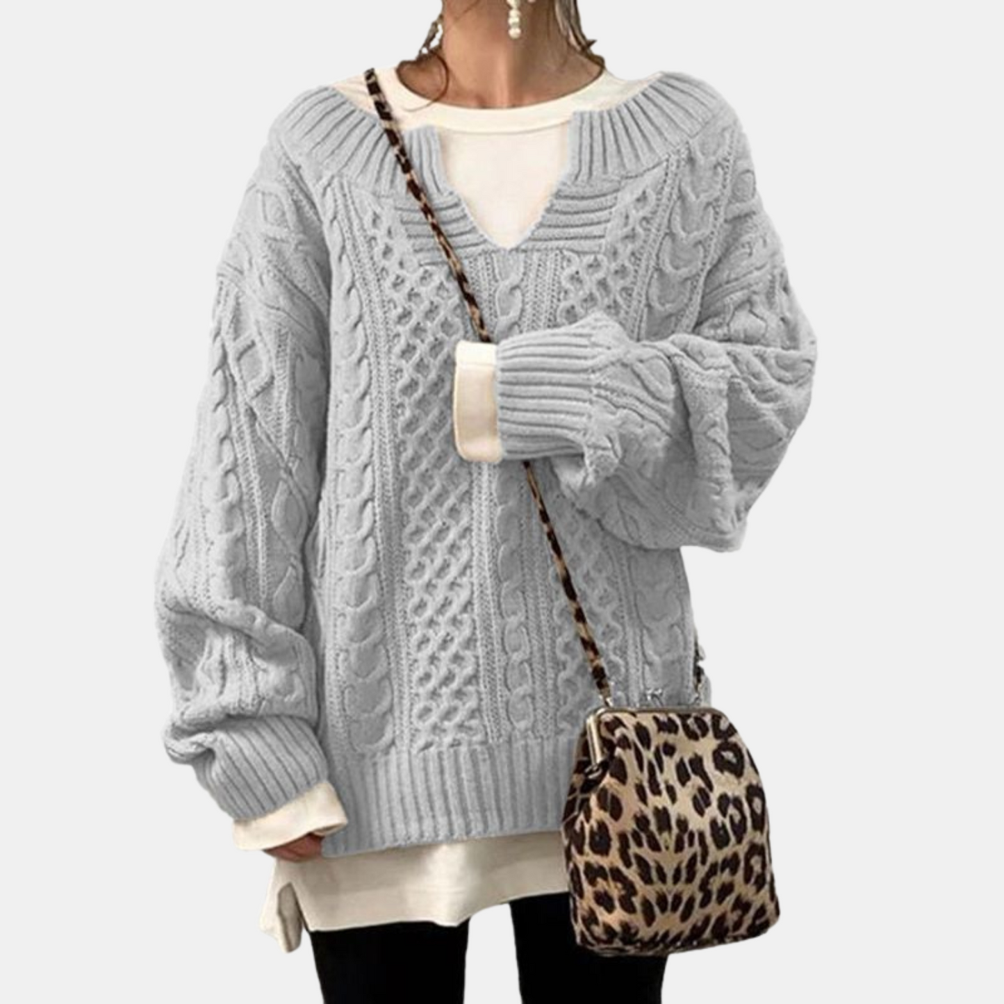 Linen Pattern Sweater Casual Knit Sweater