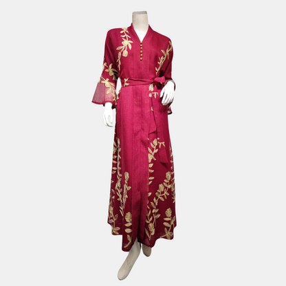 Women's Fashion Mesh Embroidered Robe Long Dress