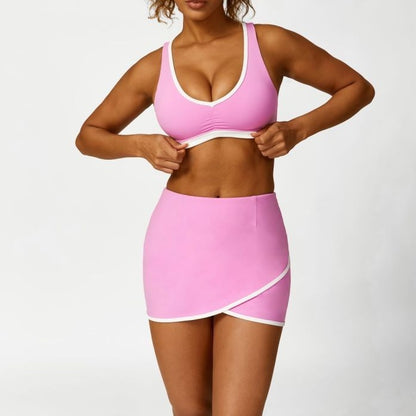 Straps Back Bra & Shorts Skirt Yoga Set - Magic Moon Store