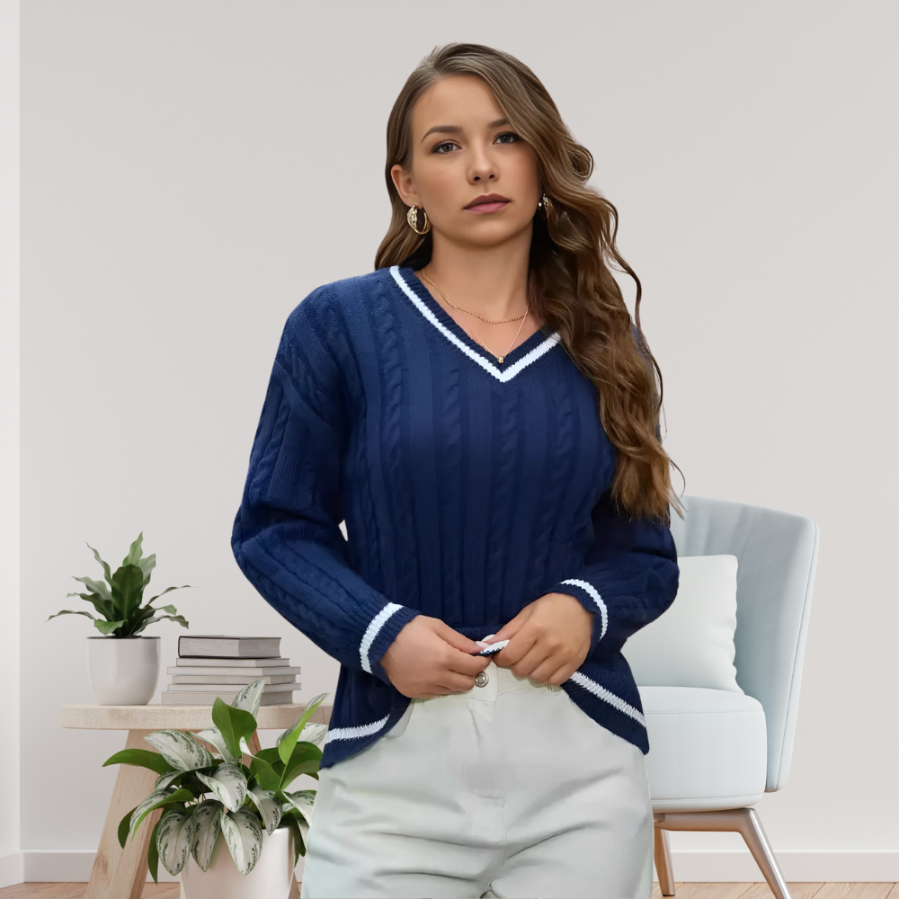 Elegant V-neck Loose Sweater - Magic Moon Store