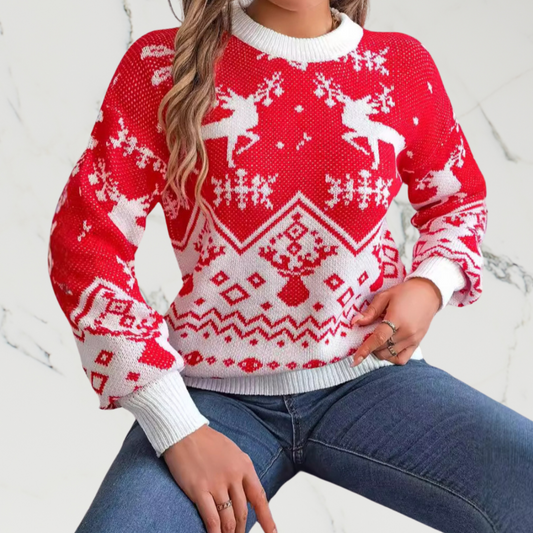 Deer Pattern Long Sleeve Christmas Sweater