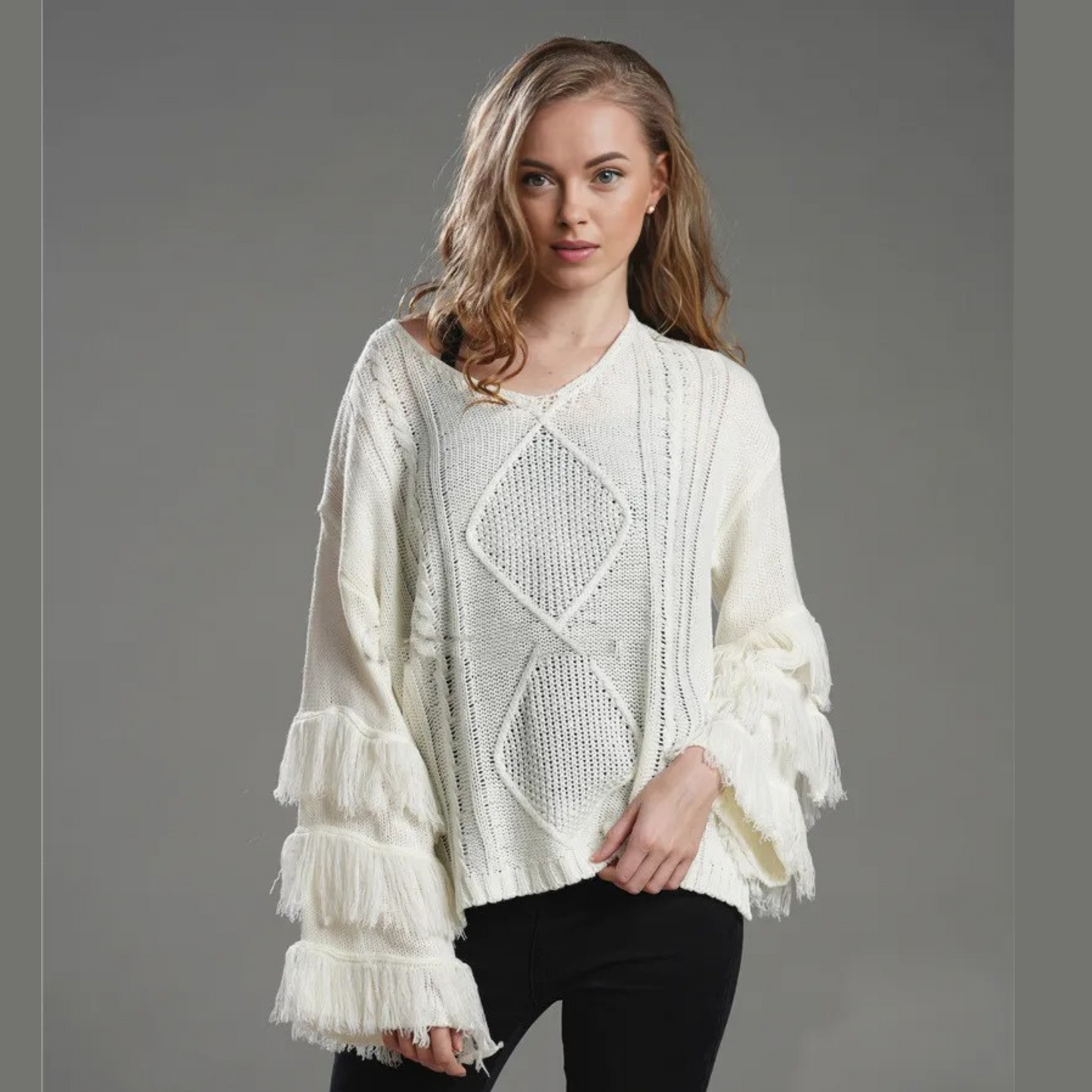 Women's Tassel Solid Color Loose Sweater