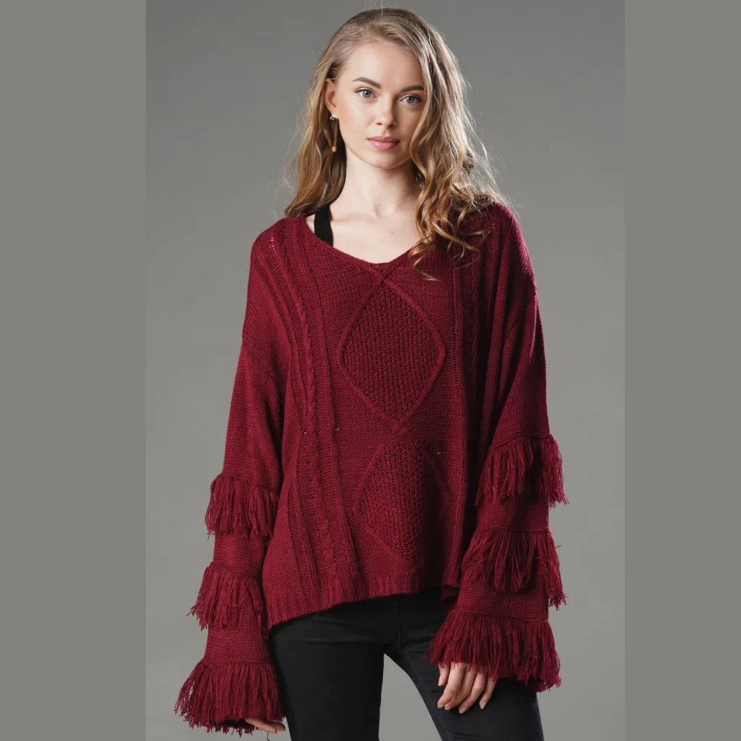 Women's Tassel Solid Color Loose Sweater