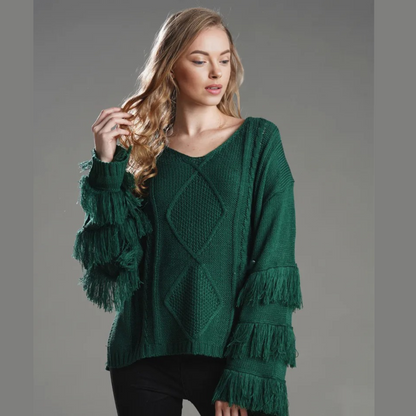 Women's Tassel Solid Color Loose Sweater