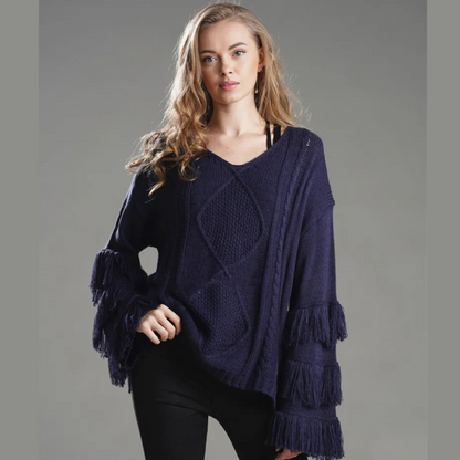 Women's Tassel Solid Color Loose Sweater