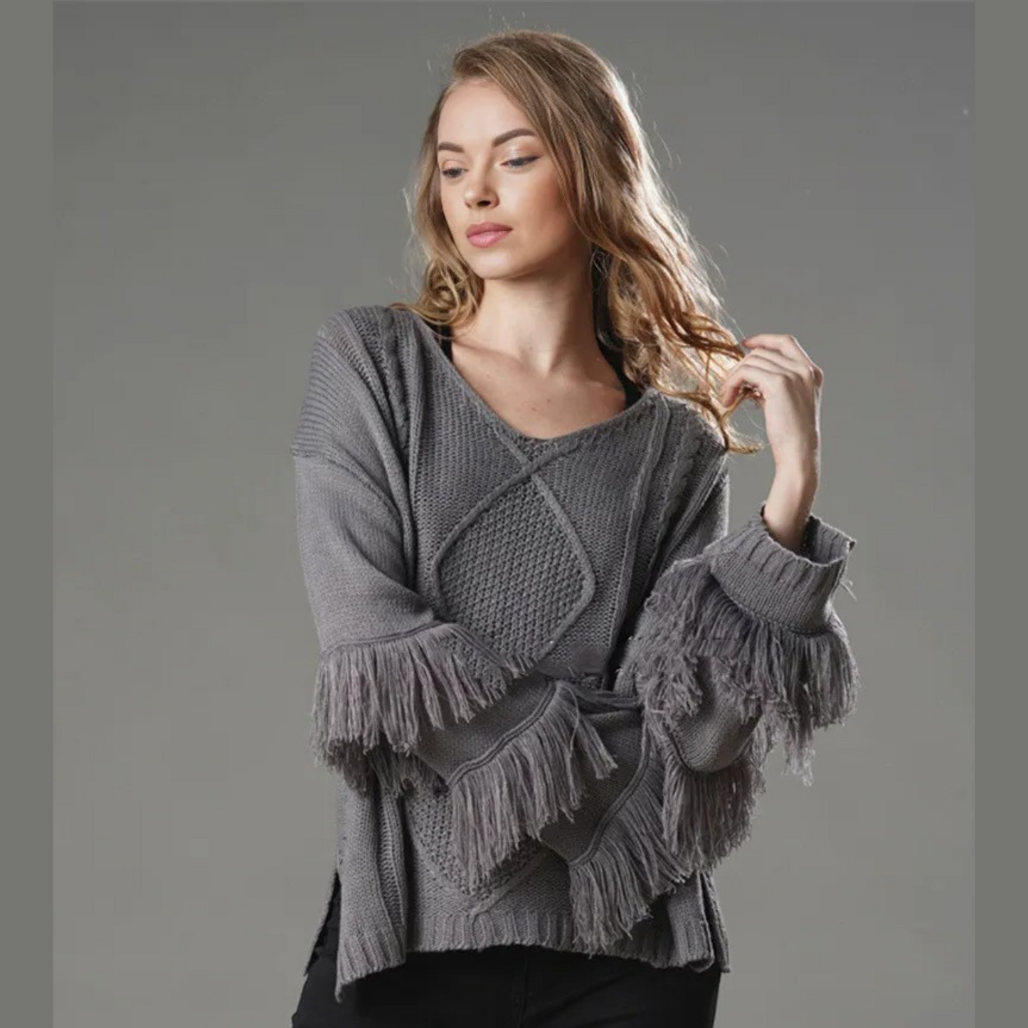 Women's Tassel Solid Color Loose Sweater