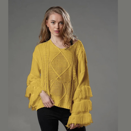 Women's Tassel Solid Color Loose Sweater