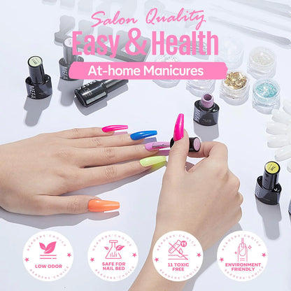 SET 32 Colors Gel Nail Polish Kit with U V Light Lamp