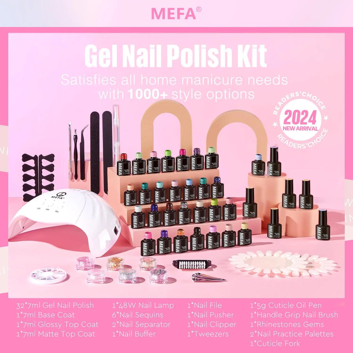 SET 32 Colors Gel Nail Polish Kit with U V Light Lamp